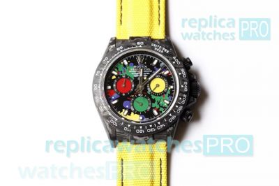 Copy Rolex Daytona 116503 - Carbon Motley 2 by DIW Yellow Textile Strap